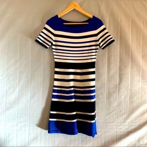 BCBG Max Azria Striped Blue Knit Dress